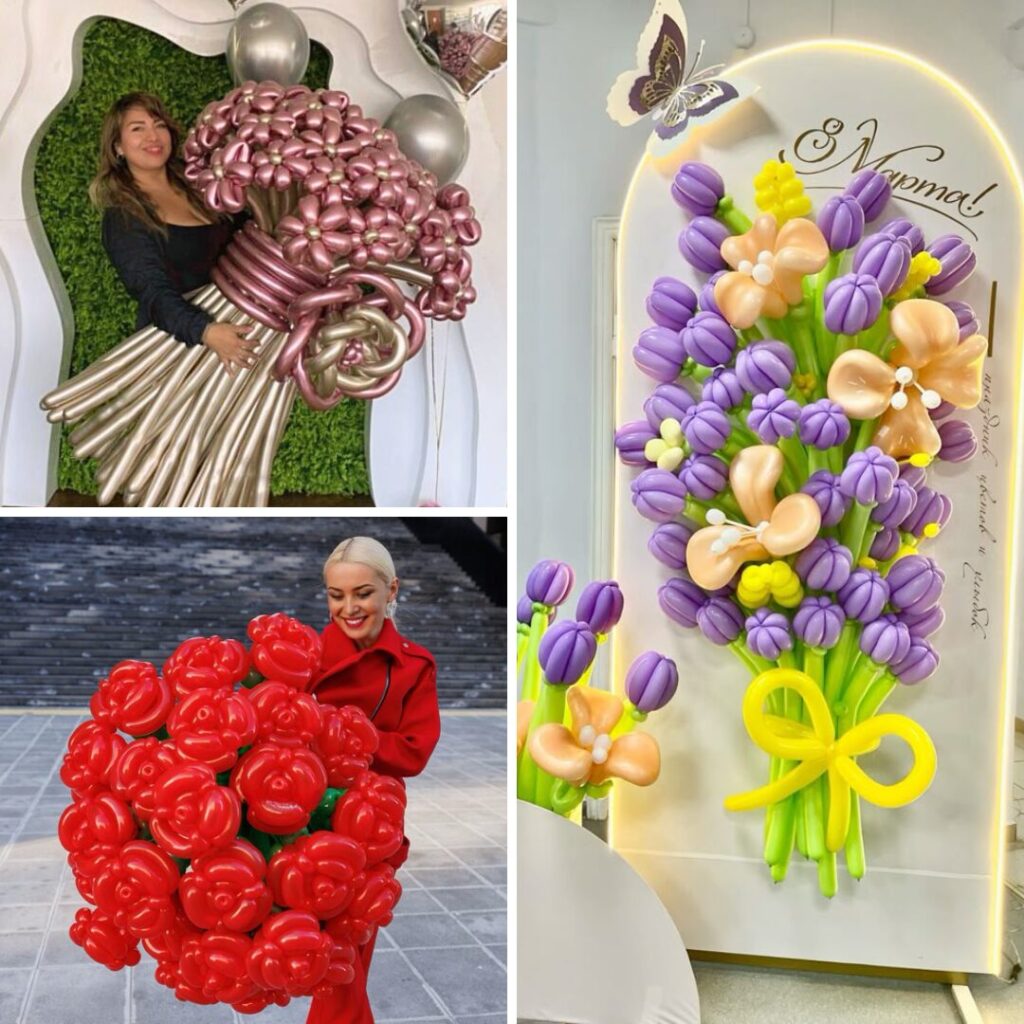 Bouquet de flores en globoflexia