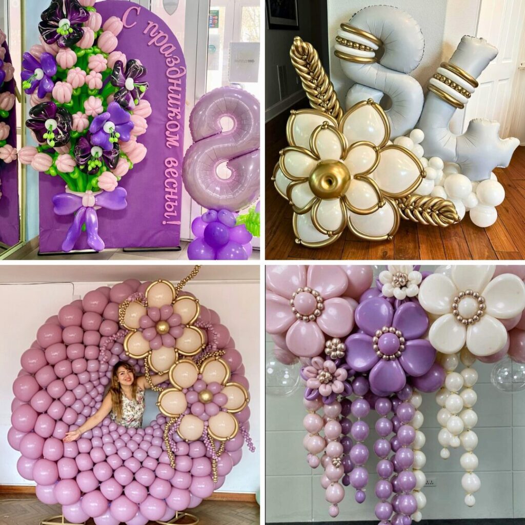 Ramos de flores con globos: ejemplo del curso